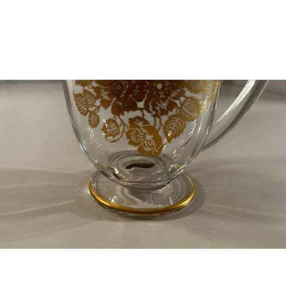 VTG Silver City Glass Co. 22K Gold Floral Overlay Crystal Sugar Bowl & Creamer - Picture 6 of 7